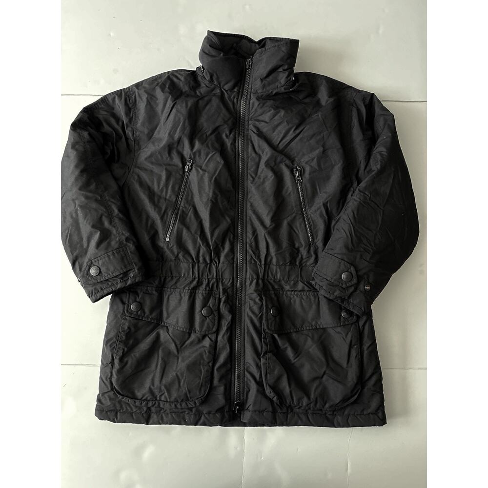 Eddie Bauer Down Jacket Women M Black Full Zip High Neck No Hood Warm